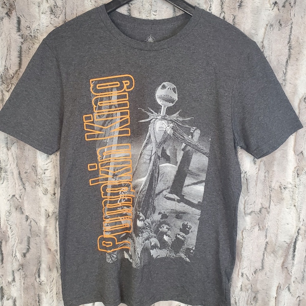 Disney Jack Skellington Pumpkin King Gray Graphic T-Shirt, Men's Size Small S